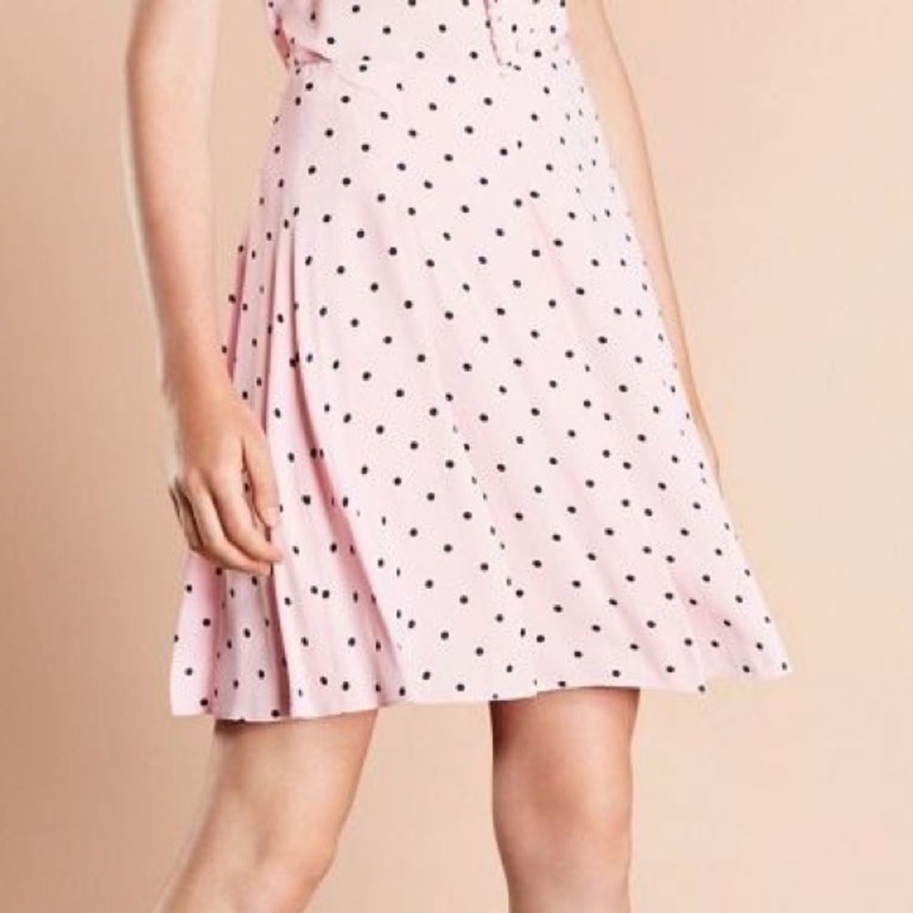 NWT Brooks Brothers Polka-Dot Crepe Pleated Skirt